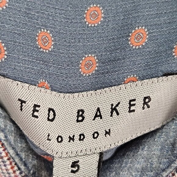 Ted Baker London Button-Down Shirt Multicolor Plaid Long Sleeve Men's Size 5 - Picture 6 of 10